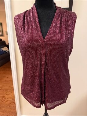 Calvin Klein Sequin V-Neck Camisole - Wine
